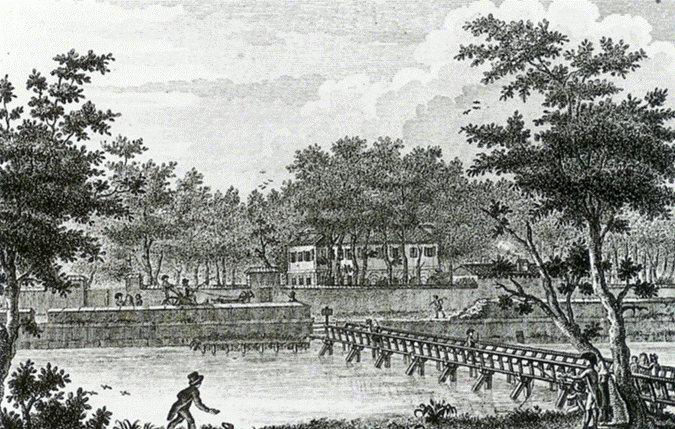 Palacete de Los Vargas desde la Ribera del Manzanares-1768-¿Puente del Rey?